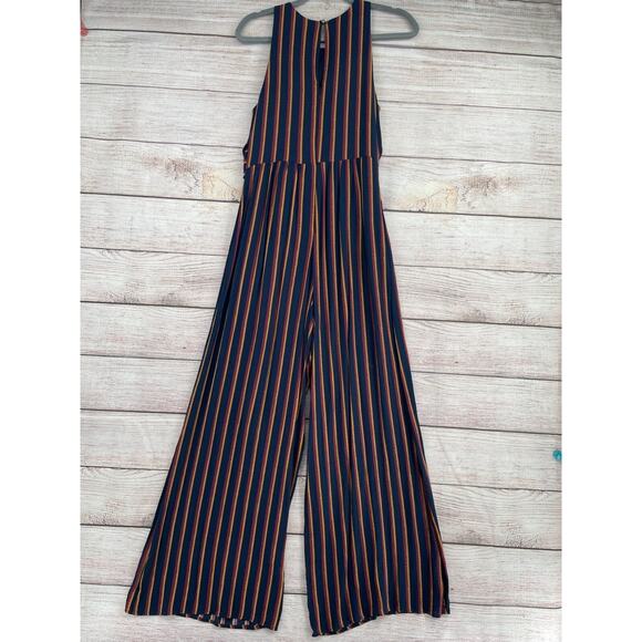Plenty by Tracy Reese Striped Sleeveless Jumpsuit Women's XS Navy Blue/Red/Beige - Picture 2 of 7